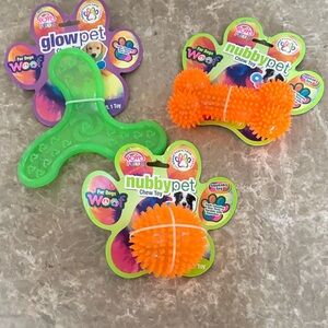 Nubby Pet Chew Toy Set - Green and Orange